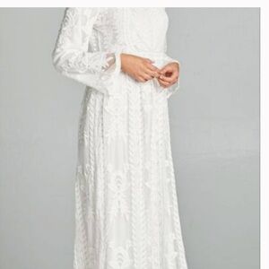 Orange Creek (M/L) White Boho Romantic Fairy Lace Overlay Feminine Maxi Dress